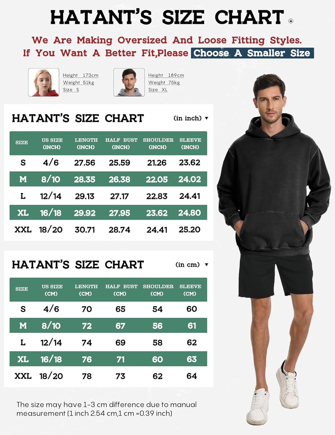 Hatant Hoodies for Men Heavyweight Fleece Sweatshirts Mens Acid Wash Athletic Hoodie Oversized Matching Pullover for Couples - Image 4