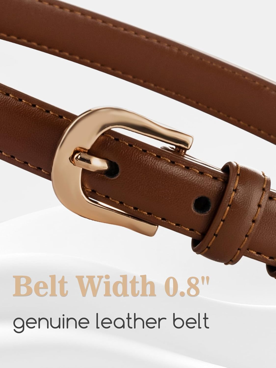 Women's Skinny Leather Belt for Jeans Dresses Pants Ladies Thin Soft Waistband with Gold Buckle Black Brown Gift Belt - Image 3