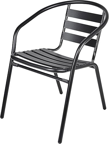 Miniatura 5 de BTEXPERT Juego de 4 sillas apilables de aluminio para restaurante de bronce para interiores y exteriores, ligeras