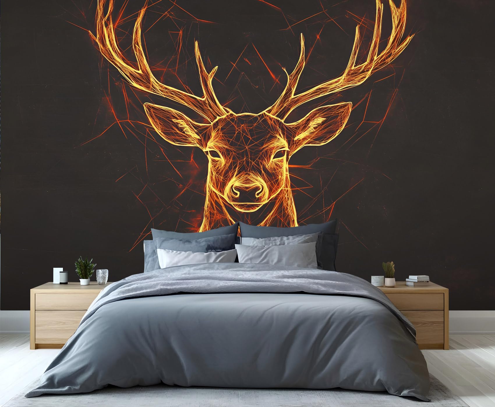 YXQAIED Elk Wallpaper, Animals Wallpaper for Living Room & Home Decor, Deer Head Wallpapers for Bedroom, 3D Print Wall Mural (Not Peel and Stick)