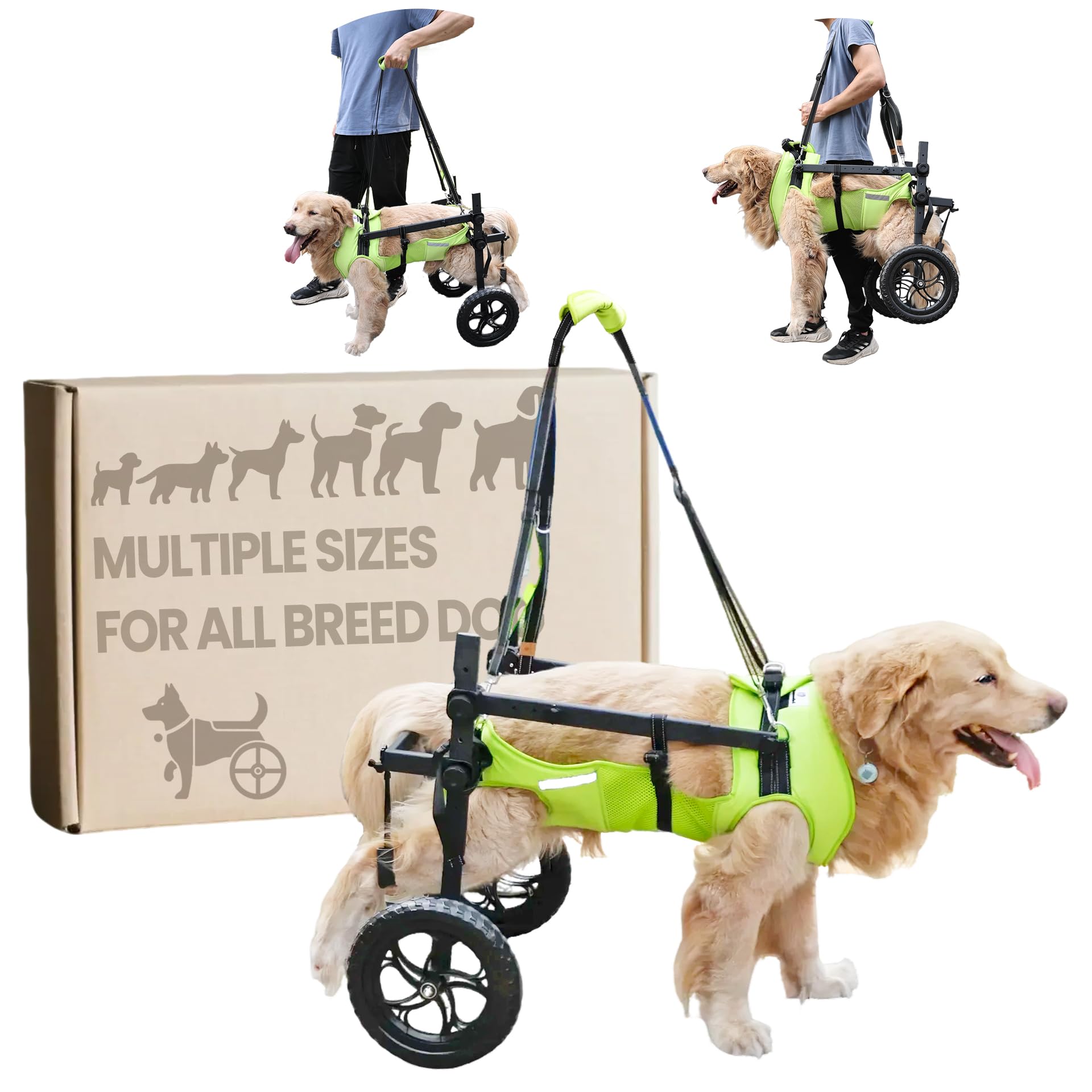 Photo 1 of **MISSING PARTS** Acesolid Adjustable Dog Wheelchair for Back Legs - Includes High-Visibility Vest, Leash & Sling Lift, Lightweight Pet Wheelchair for Disabled Hind Legs (XL, for Large Breed Dog)