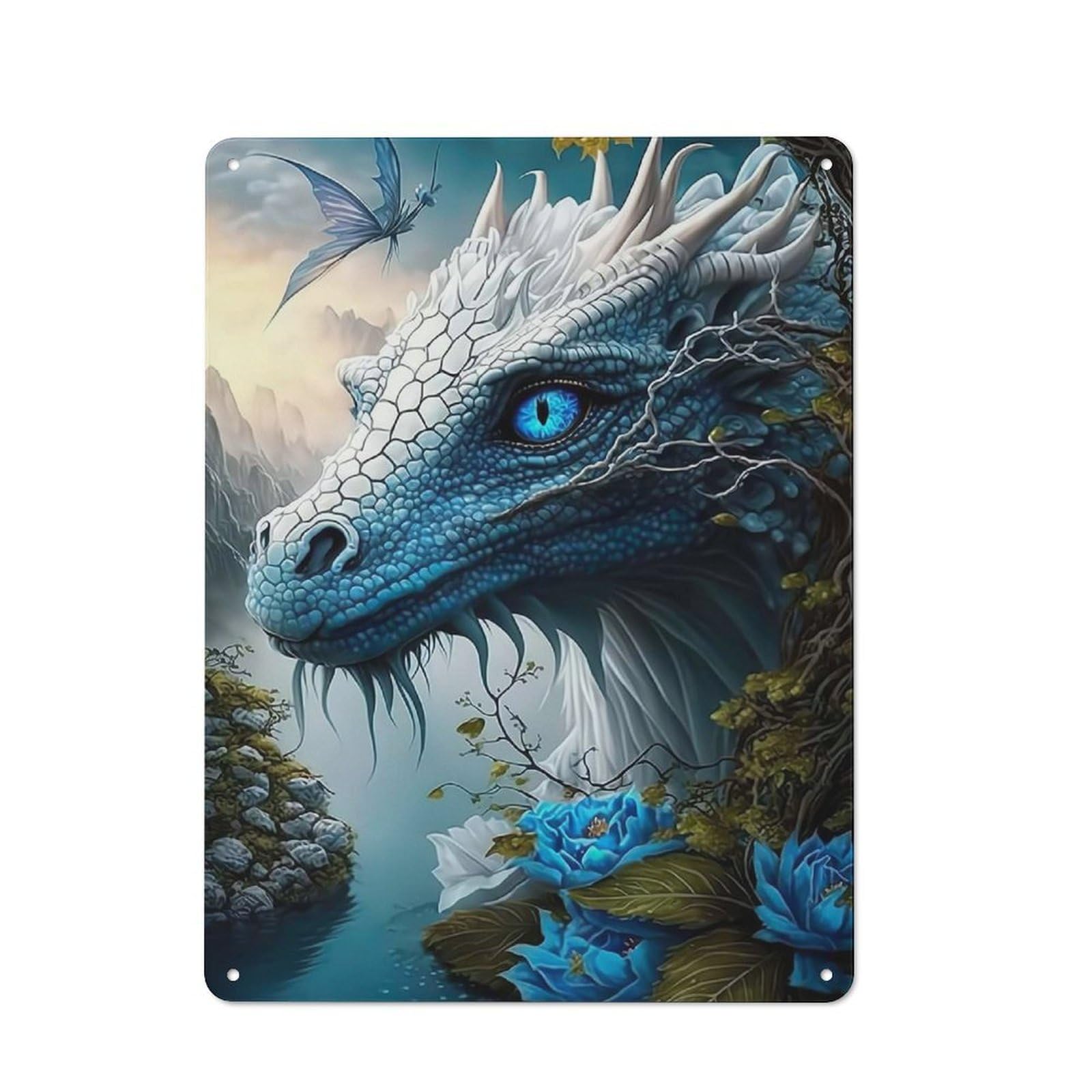 Junmoney Mandala Ice Dragon Jungle Retro Tin Sign 40X30cm For Guest Room Or Hallway, For Kitchen, Dining Room And Home Bar Wall Decor