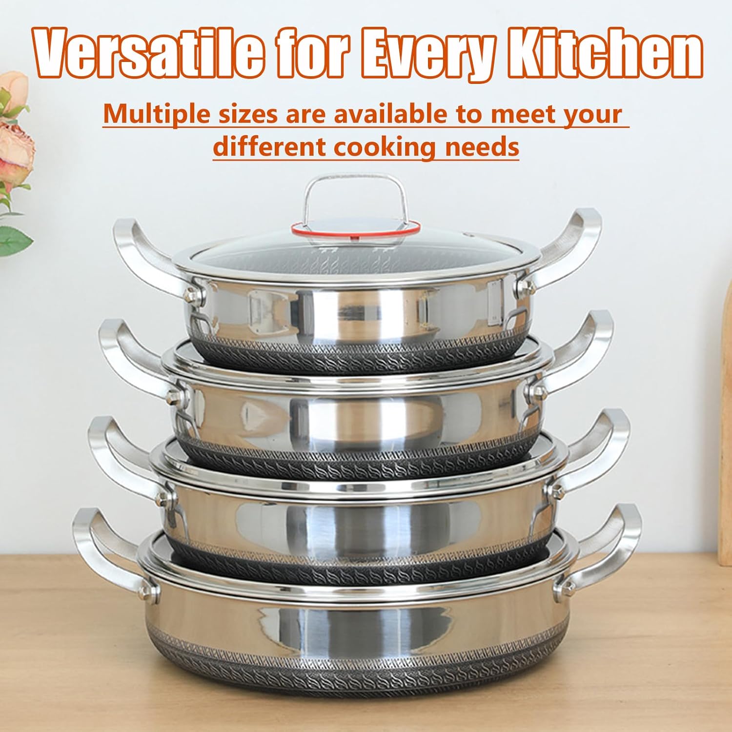 Hybrid Stainless Steel Non-stick Saute Pan With Lid, Induction-compatible Large Skillet, Dishwasher & Oven Safe, Perfect For Professional Chefs One Color 10.24IN