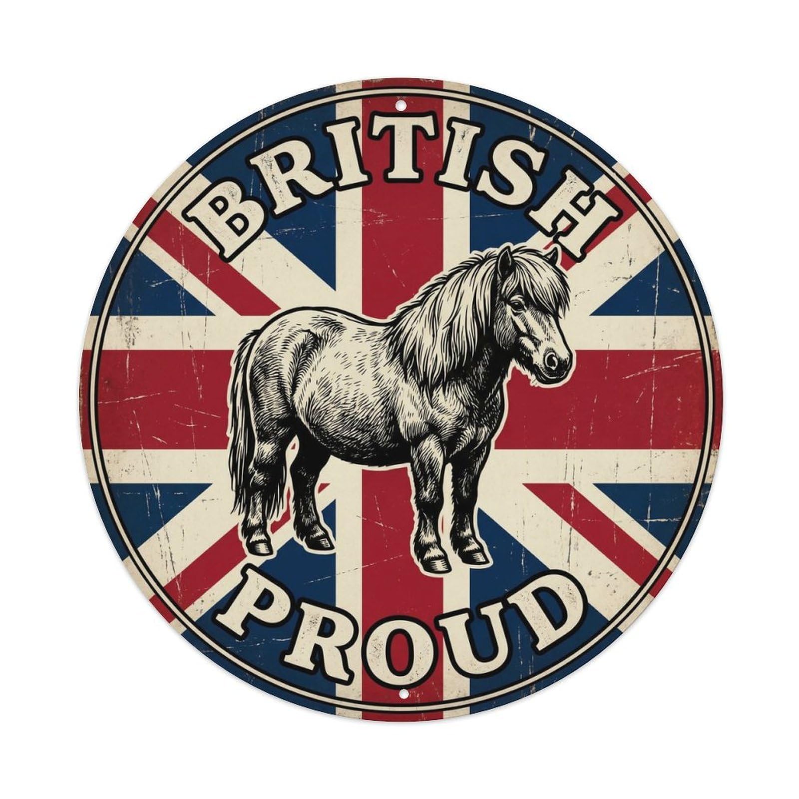 British Proud Shetland Pony Farm Animal Heritage Emblem Metal Tin Sign
