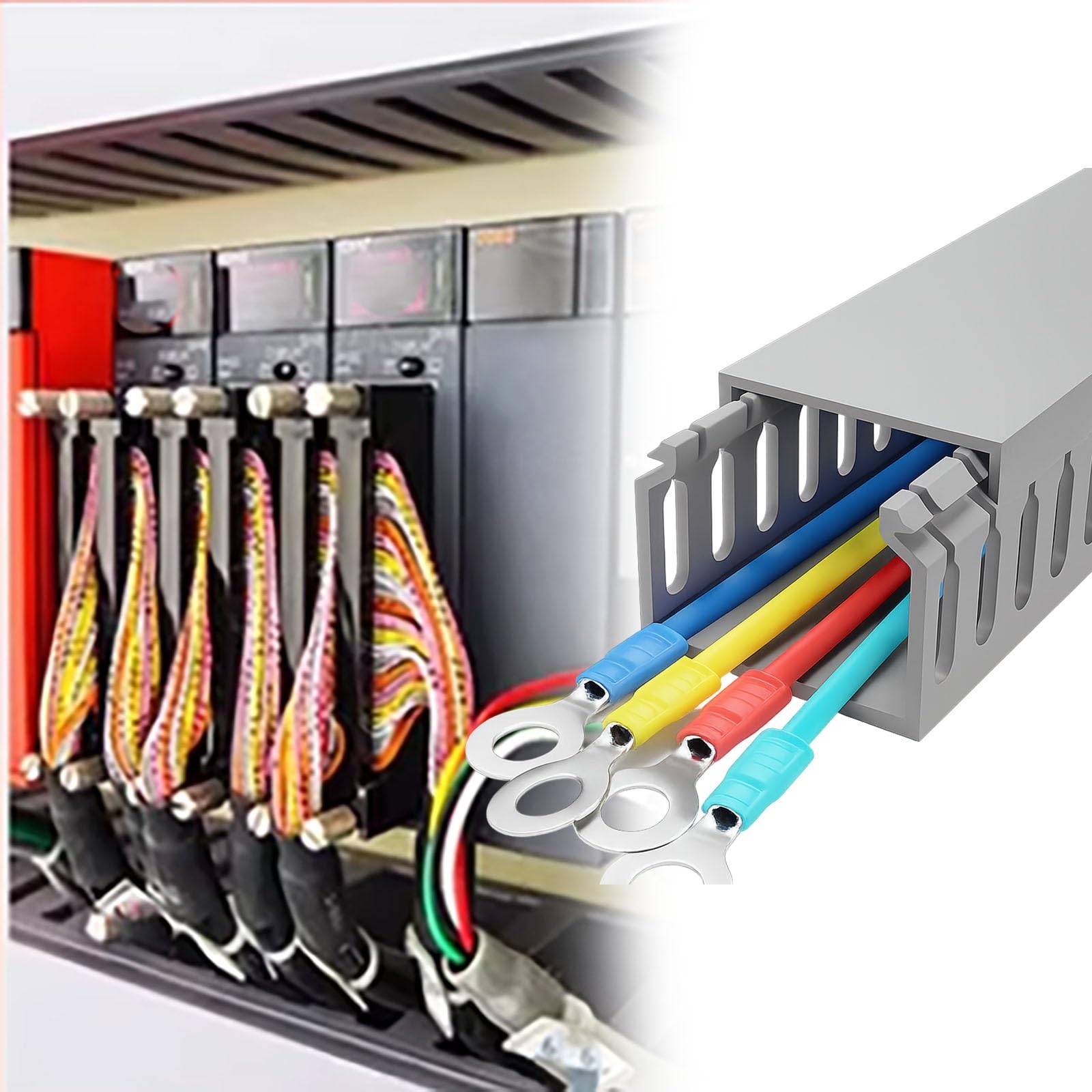 Cubre Cables Canalización De Conductos De PVC Cuadrado Gris 25 40 Mm De Altura, Canalización De Cables con Ranura Abierta, 10 16 30 Piezas(30 PCS,W 100 MM H 50 MM)