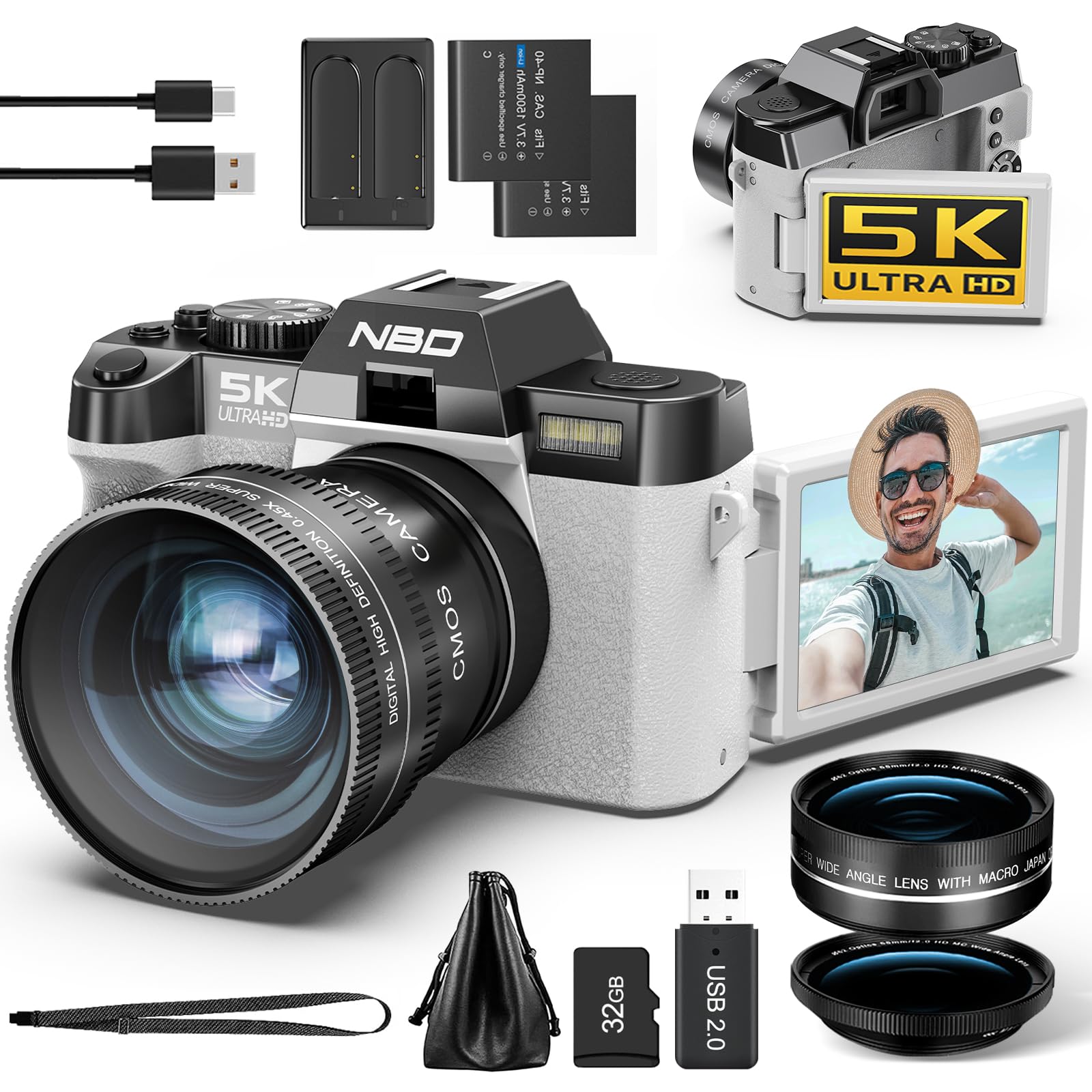 NBD 5K デジタルカメラ 48MP/60FPS 新品 NBD 5K デジタルカメラ