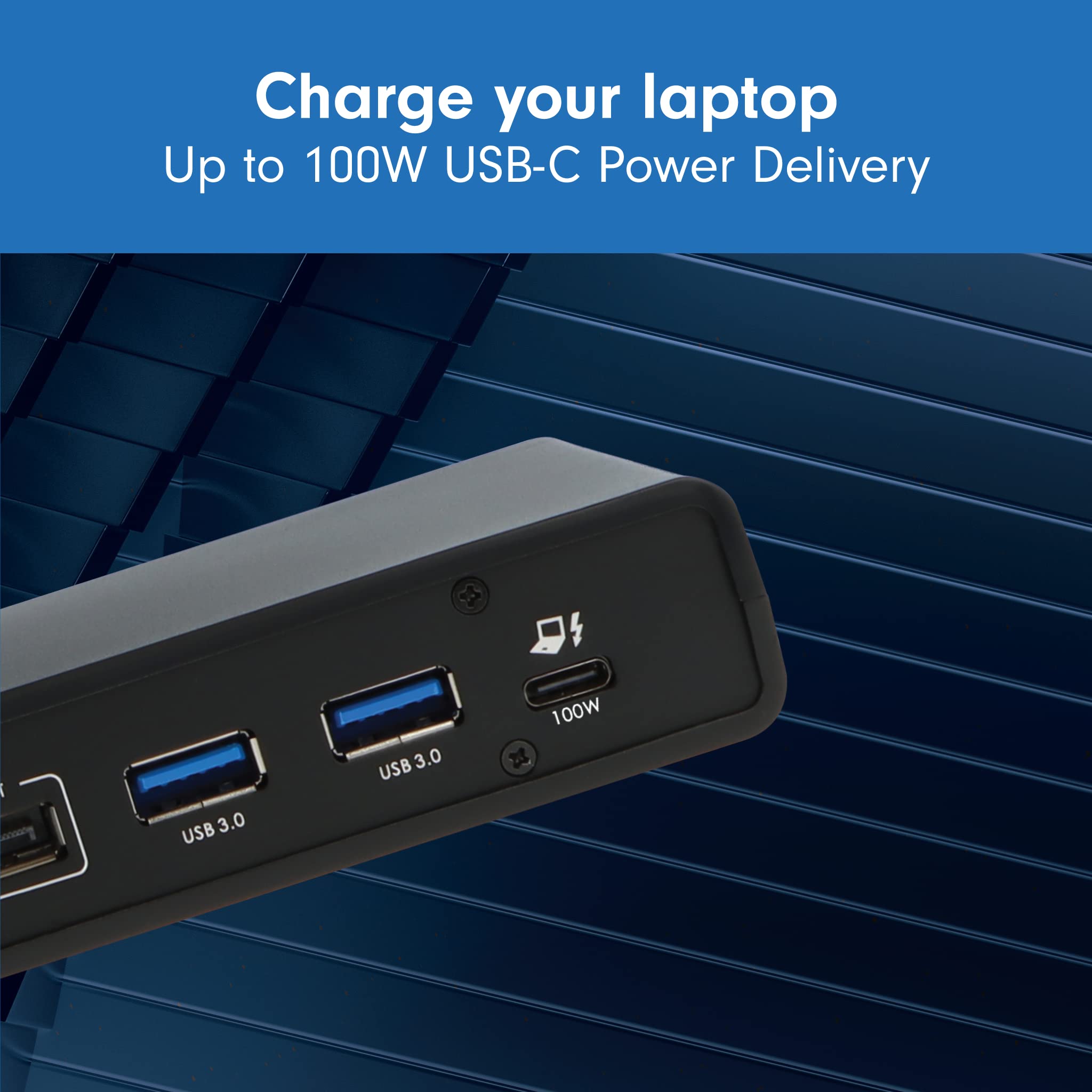 VisionTek VT4510 Dual Display 4K USB 3.0 & USB-C Docking Station with 100W Power Delivery (901484) (Renewed)