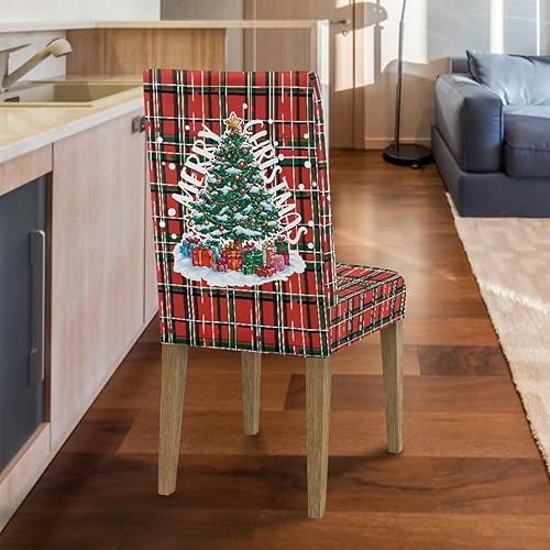 Miniatura 7 de Rnyleeg Juego de 4 fundas para sillas de comedor navideñas, para sala de estar, sin brazos, elásticas, para cóctel, fiesta, fundas para sillas de