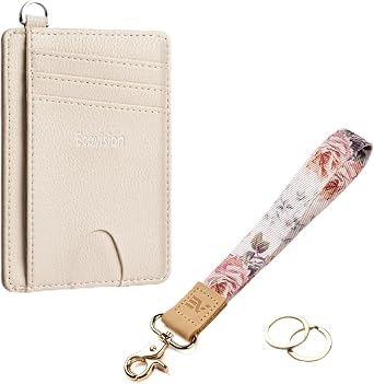 Slim Minimalist Front Pocket Wallet & Wristlet Keychain Lanyard Bundle - RFID Blocking Card Holder with Detachable D-Shackle & Key Holder with 2 Keyrings