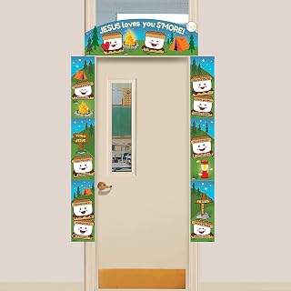 Fun Express Jesus Loves You Smore Door Border - Vibrant, Inspirational Party Decor for Classrooms Churches Home & Special Events - Perfect for Religious Celebrations, Schools and Churches - 1 Piece