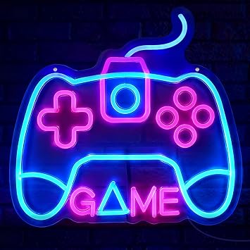 Gamer Neon Sign for Gaming Room Decor - 12.6x14in USB Powered LED Neon Lights for Teen Room Wall Decorations, Birthday Gifts for Boys, ControllerPink&Blue
