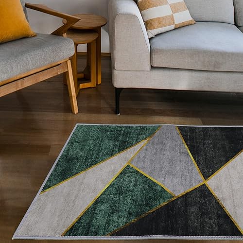 Miniatura 4 de Alfombra casual de algodón geométrica, moderna, con formas geométricas abstractas, para exteriores, 5 x 7.5 pies, para patio, dormitorio, comedor,