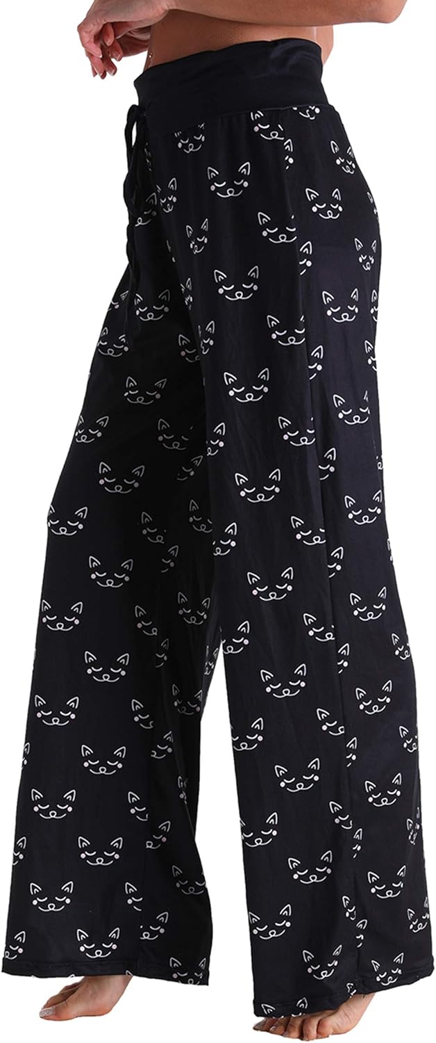X-Image Women's Comfy Pajamas Drawstring Stretch Floral Print Long Wide Leg Lounge Pants - Image 3