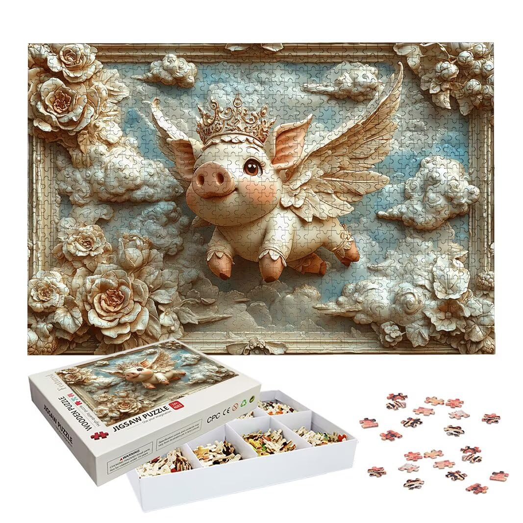 Puzzle 5000 Piezas, Puzzle Cerdo de Madera para Adultos, Regalos -2522