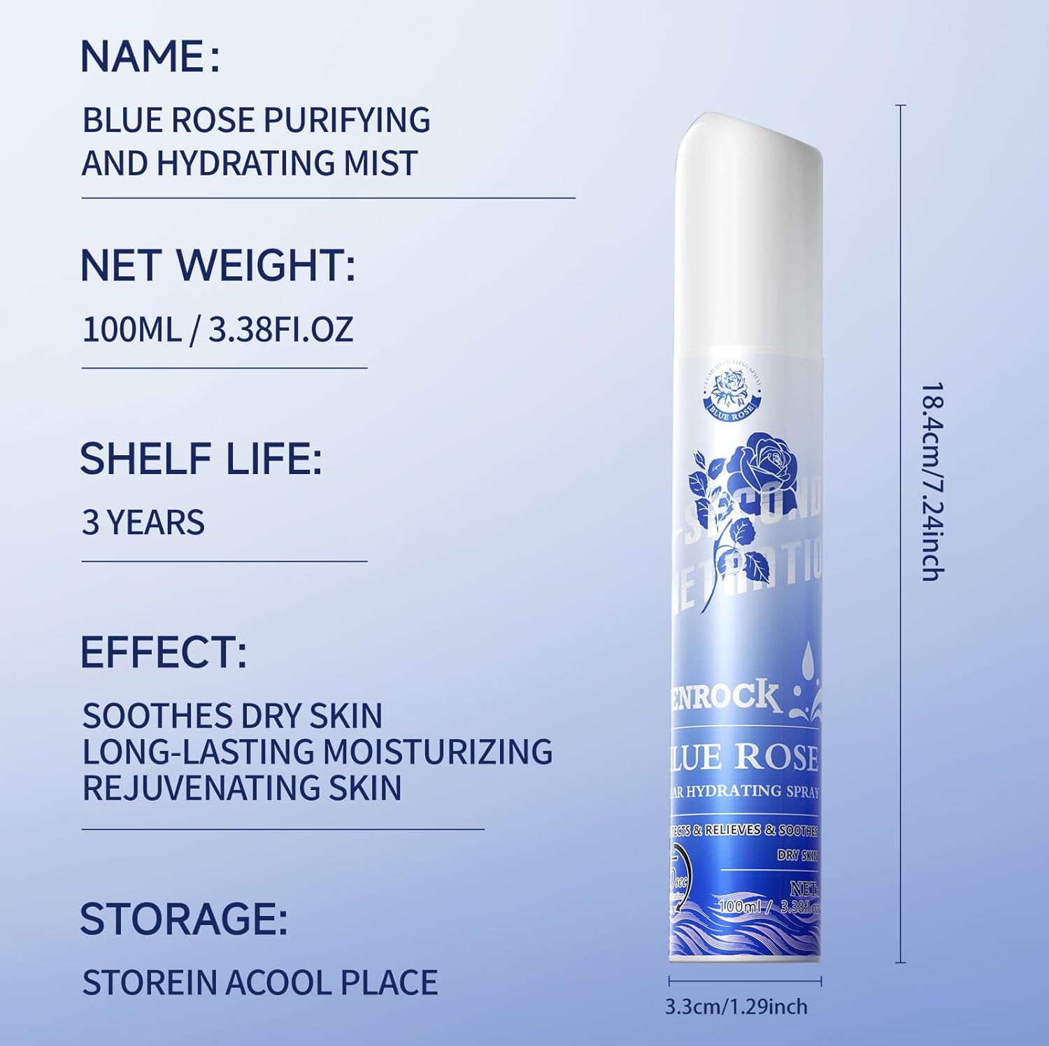 Venrock Blue Rose Water Spray for Face, 3.4 fl oz Organic Face Mist with Damask Rose, All Skin Types for Instant Hydration & Soothing, 5-Second Penetration Formula, Made Without Dyes or Alcohol, Vegan - Image 9