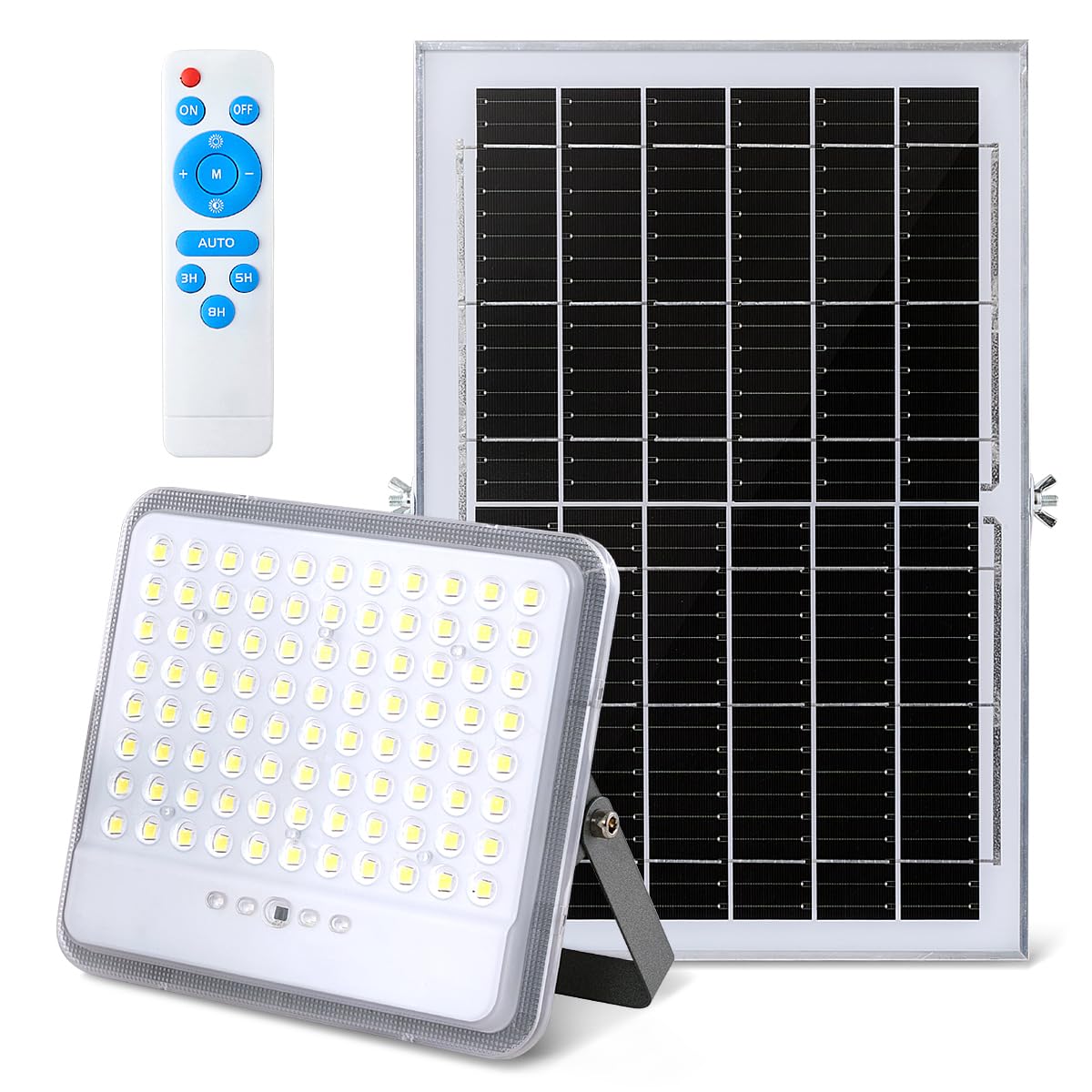 YACAISI Lumières d'inondation solaires extérieures imperméables, 10000Mah solaire alimenté à l'extérieur de la lumière de rue, éclairage commercial de sécurité du crépuscule à l'aube