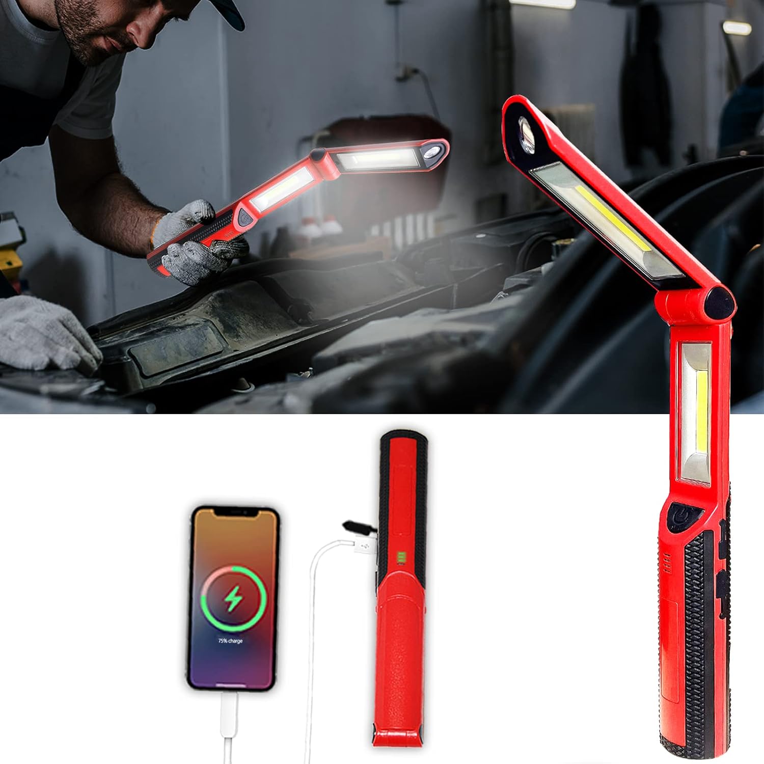 SUNSHNO Work Light, LED Work Light 1500 Lumens, Portable Flashlight 180 ...