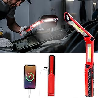Work Light, LED Work Light 1500 Lumens, Portable Flashlight 180° Rotate 3 Modes, with 4 Magnetic Base and Hook Mechanic Light, for Car Repairing/Under Hood/Inspection/Garage/Workshop/Emergency