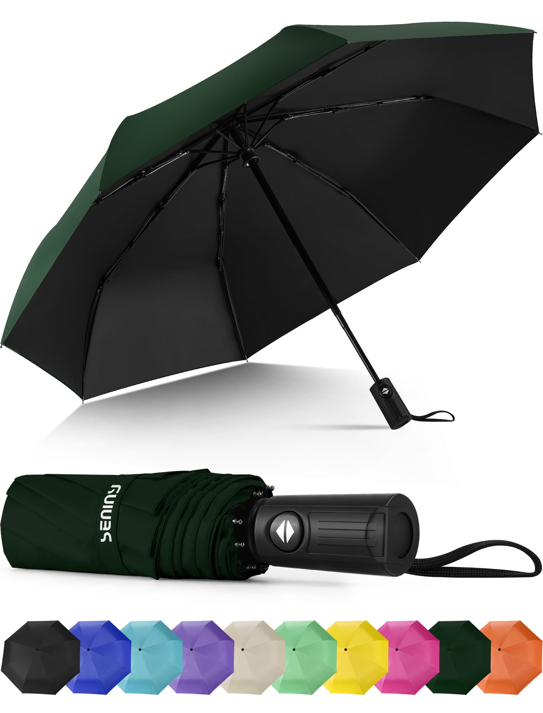 Seniny Windproof Travel Umbrella, Automatic Umbrellas for Rain, Portable & Compact Umbrellas for Backpack, Strong UV for Protection, Folding Small Sun Umbrella for Car, Walking