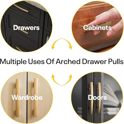 Miniatura 10 de Manijas de cocina para gabinetes, 3 pulgadas de agujero a agujero, 5 pulgadas de largo, 10 piezas de aleación de zinc, manijas curvadas para