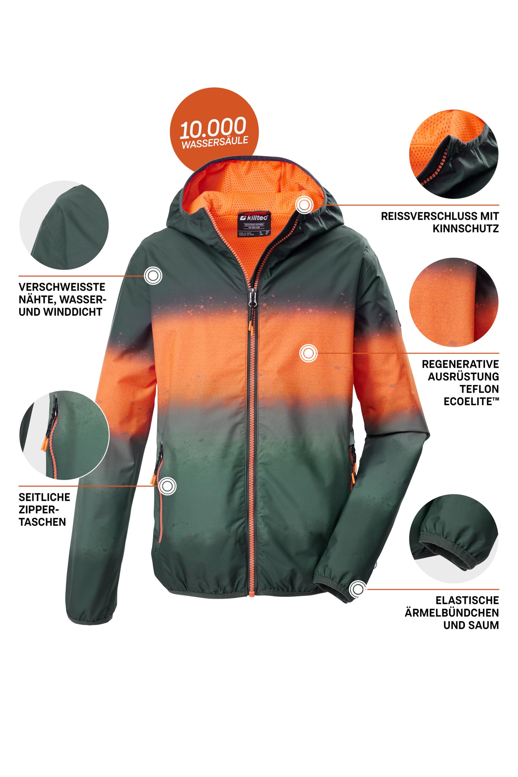 Killtec Kos 144 Bys Jckt Giacca funzionale/giacca antipioggia impermeabile con cappuccio Bambini e ragazzi