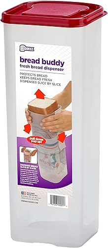 Buddeez Bread Buddy Caja de Pan – Mantiene las Hogazas de Pan Frescas – Tapa Roja, Paquete de 1