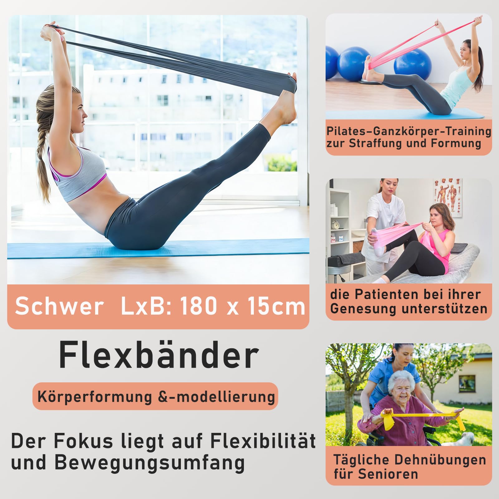 Pilates-Ring-Set, Pilates-Ausrüstung für das Heimtraining mit 35cm großem Magic Circle, Knöchel- und Handgelenkgewichten, Widerstandsbändern, für Anfänger geeignet, tolles Geschenk für Frauen