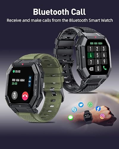 Miniatura 6 de Reloj inteligente con pantalla HD de 1.85 pulgadas, rastreador de ejerciciollamada Bluetoothmodo deportivo, relojes inteligentes tácticos para