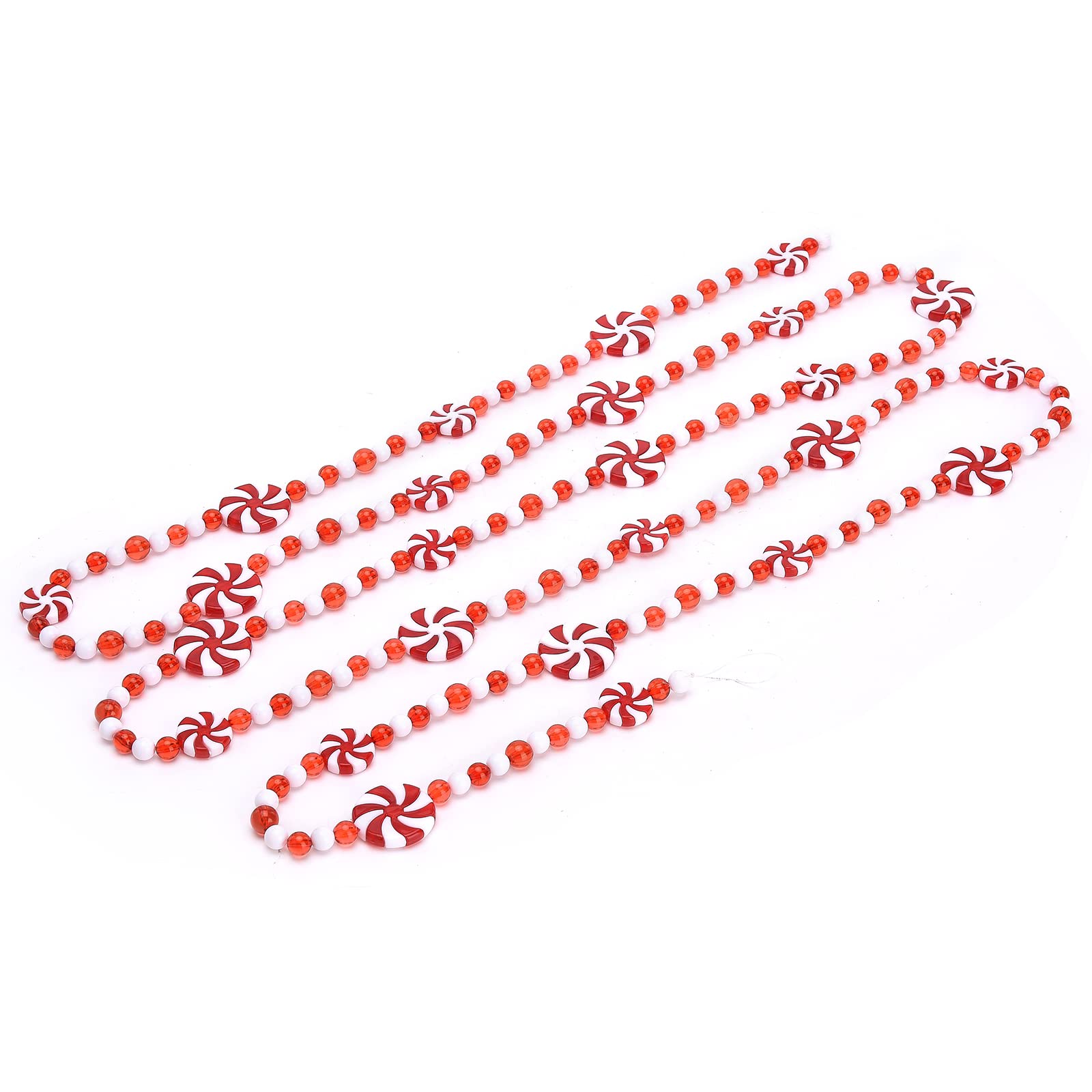 Bfydoaa Red&White 2.7M Christmas Bead Garland Candy Cane Bead Chain Red White Peppermint Hanging Garland For Christmas Tree Wrapping