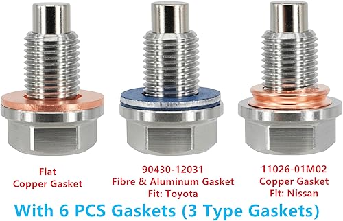 Miniatura 5 de 1 tapón magnético de drenaje de aceite de motor de acero inoxidable M12 x 1.25 para la mayoría de los modelos de Toyota, Lexus, Nissan Infiniti,