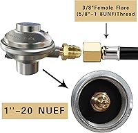 Vista 4 de MENSI Válvula reguladora de propano de 1 libra con conexión de botella de eliminación de una libra y ajuste de campana macho de 3/8 pulgadas