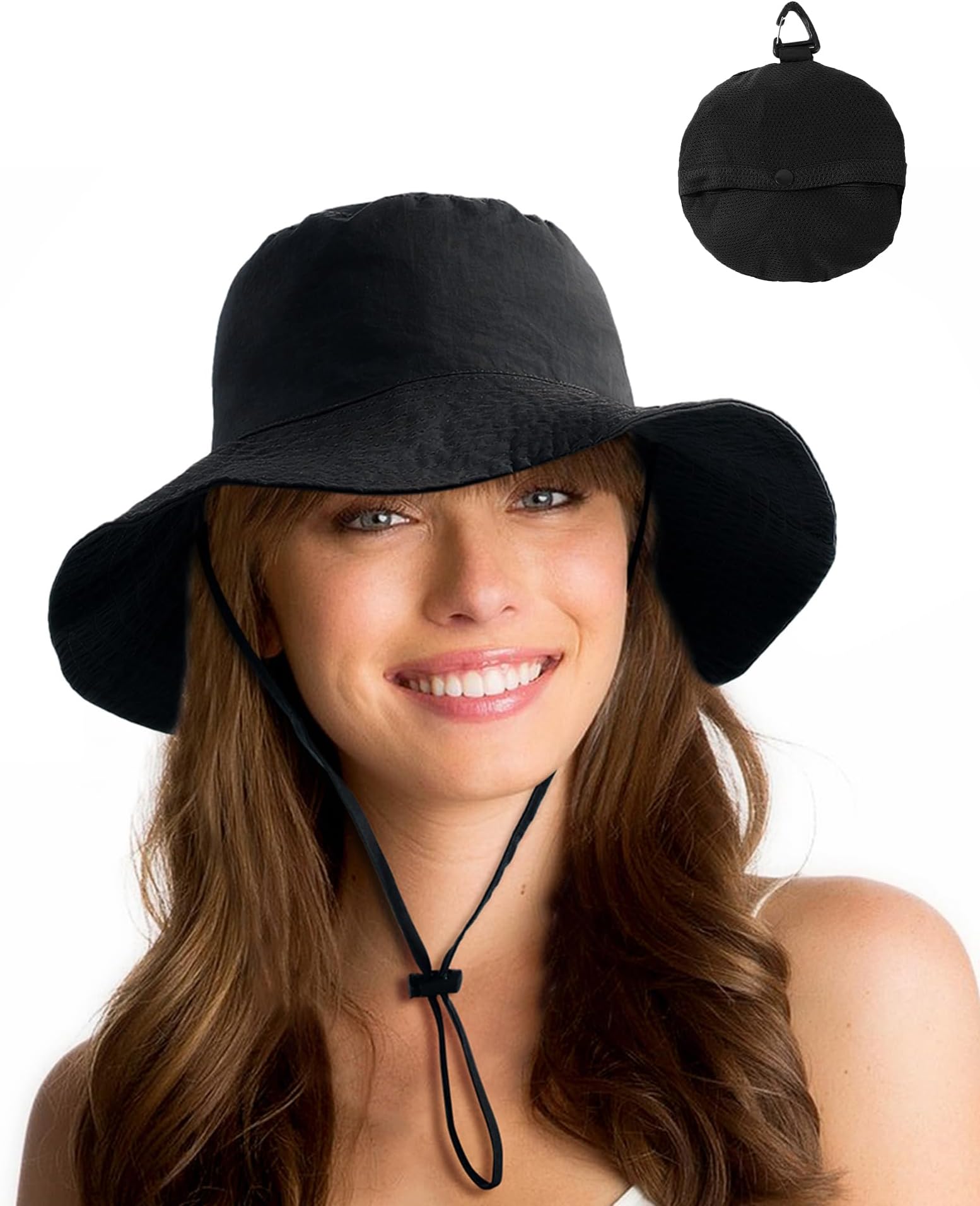 Water-Resistant Sun UPF 50+ Bucket Hat Protection Packable Brimmed Boonie for Women Men Summer Lightweight Hiking Outdoor Cap