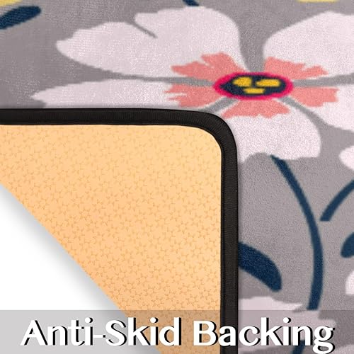 Miniatura 3 de Tapete de cocina con patrón de flores de dibujos animados coloridos 2 piezas tapetes acolchados antifatiga para suelo de cocina de 47 x 17