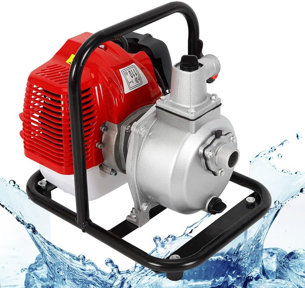 High Flow Water Transfer Pump 8,000L/hour High Volume Irrigation Garden Tool High Pressure Irrigation Handy Water Pump 43CC 1.7HP Petrol