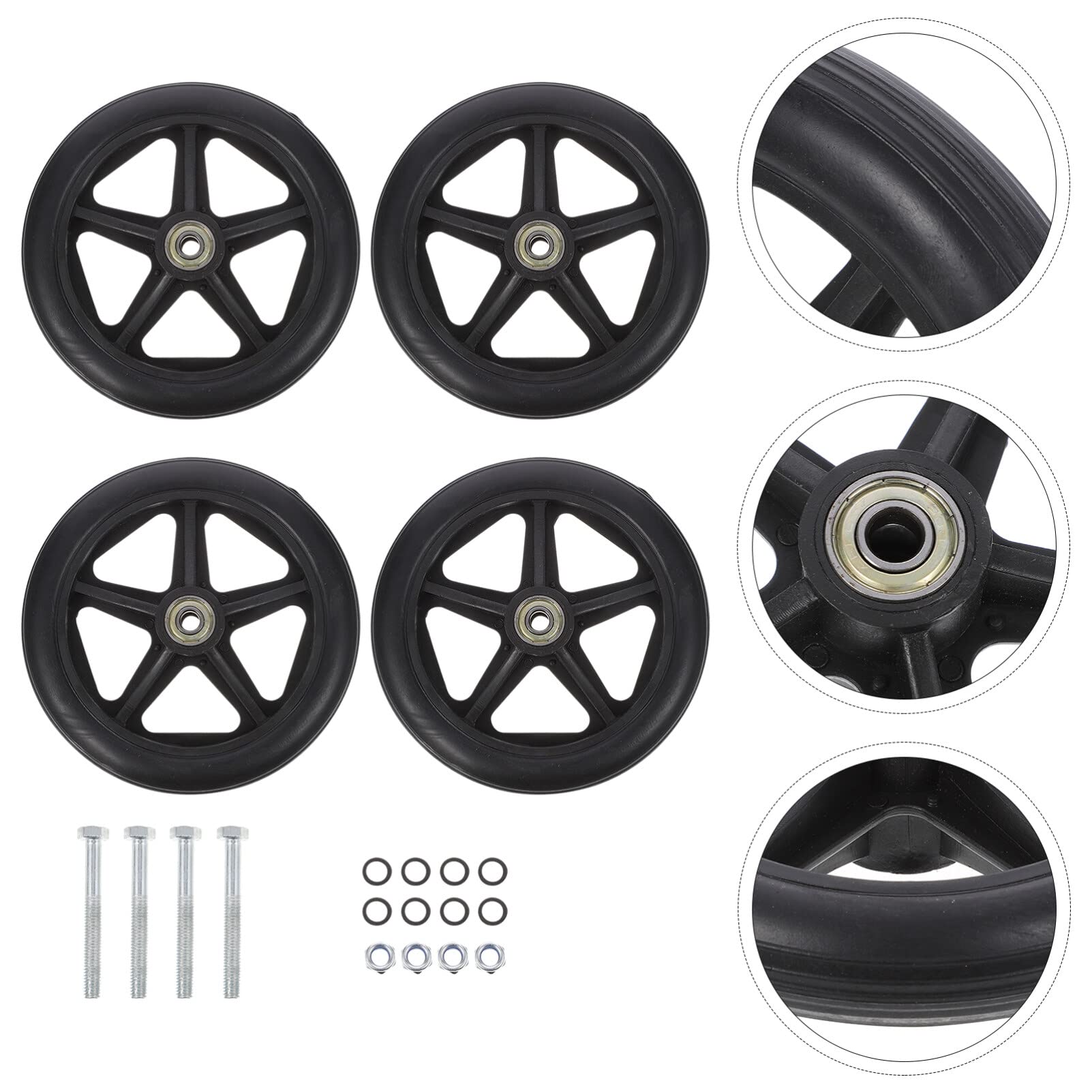 iplusmile Ruedas Delanteras de Repuesto para Sillas de Ruedas Rodamiento Silencioso, Material Abs y Acero, Ideales para Uso Interior y Exterior, Accesorio Portátil Resistente
