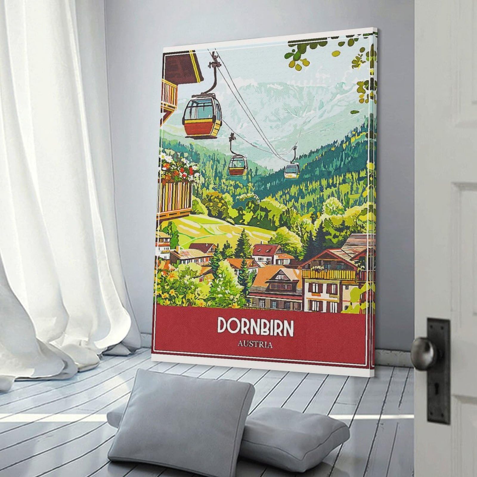 Junmoney Dornbirn Austria Travel Canvas Wall Picture, 20x30inch(50x75cm), for Bedroom Walls, Guest Spaces Or Lounges, Stylish Decor for A Restful Room Update