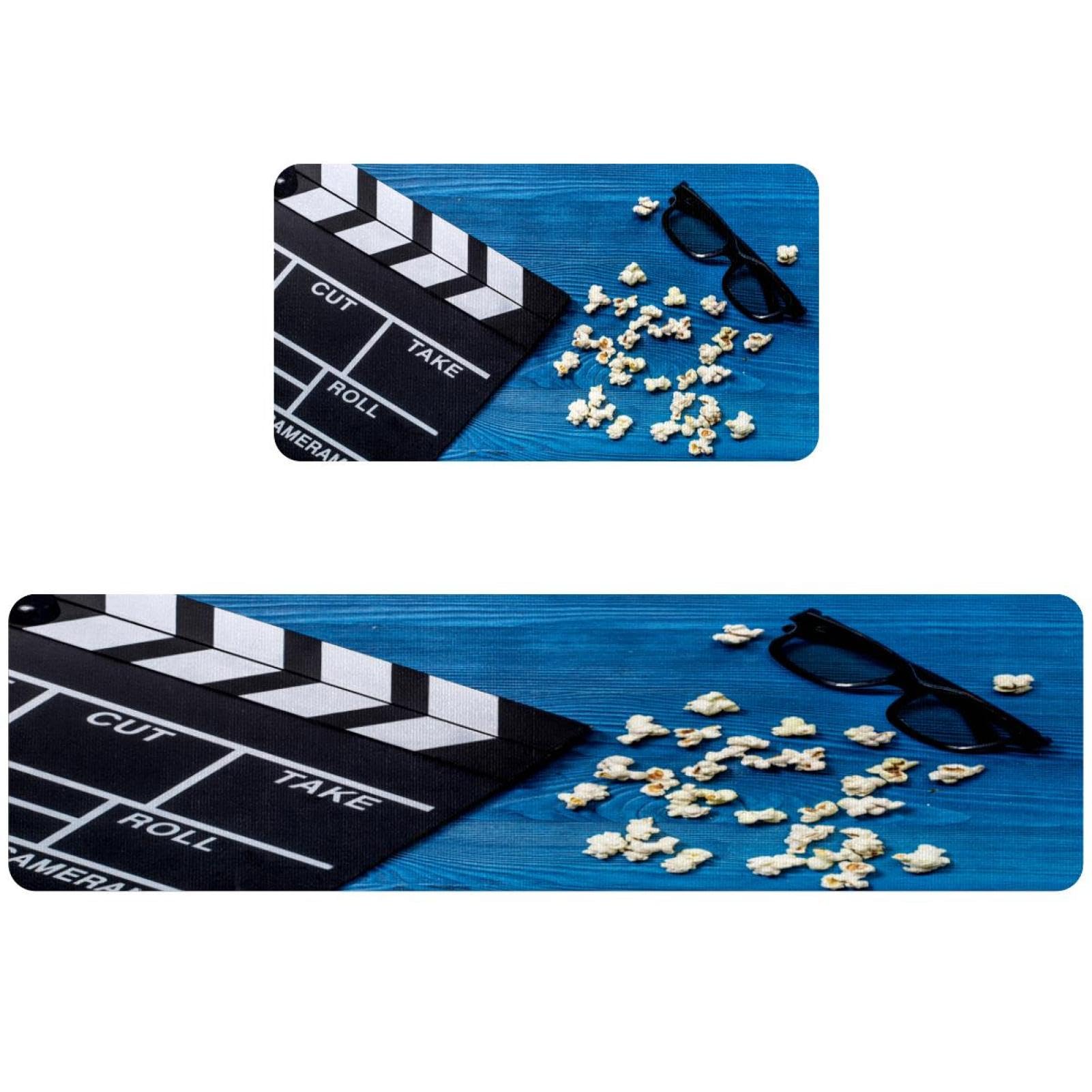 Alfombra absorbente para cocina lavable VAPOKF alfombrillas antideslizantes pasillo azul