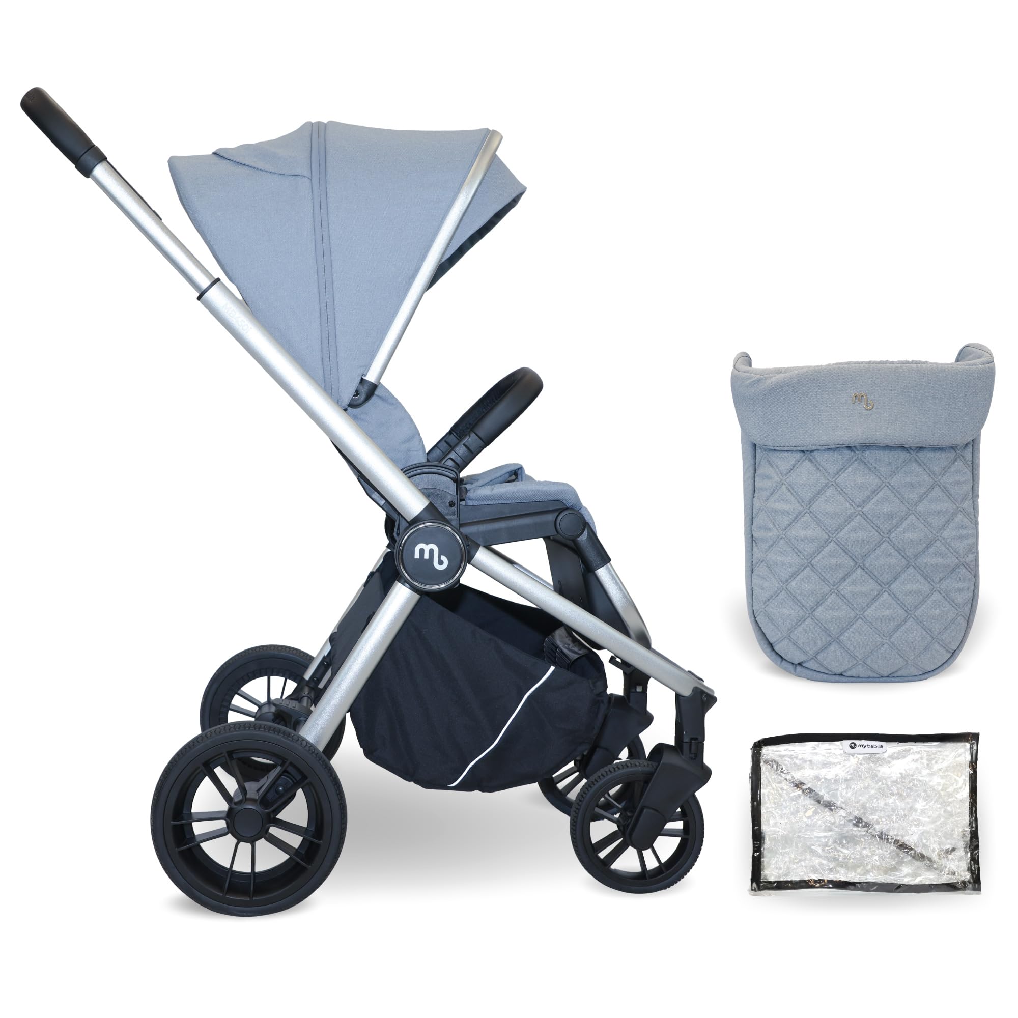 My Babiie MB450 Pushchair from Birth to 4 Years (22kg) – Steel Blue