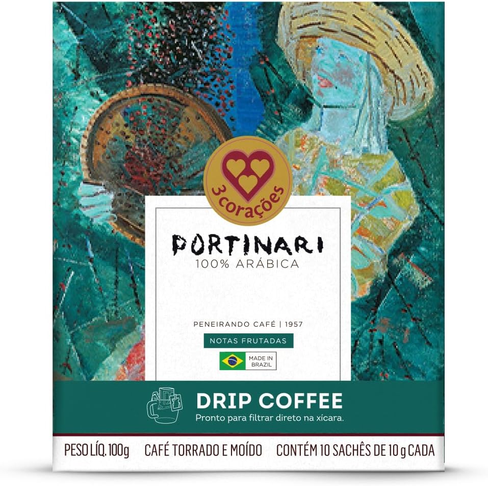 3 Corações Café Drip Coffee Gourmet Portinari, Notas Frutadas - contém 10 unidades