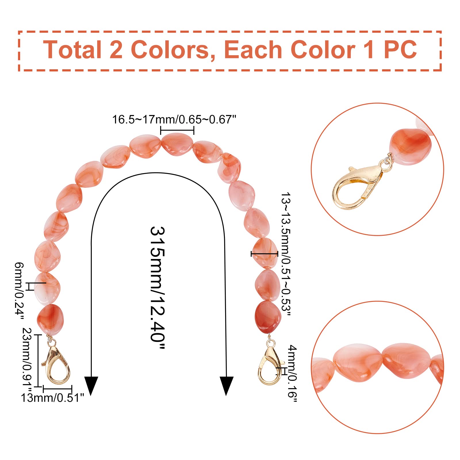 PH PandaHall Lot De 2 Chaînes De Sac à Main En Perles D'imitation De