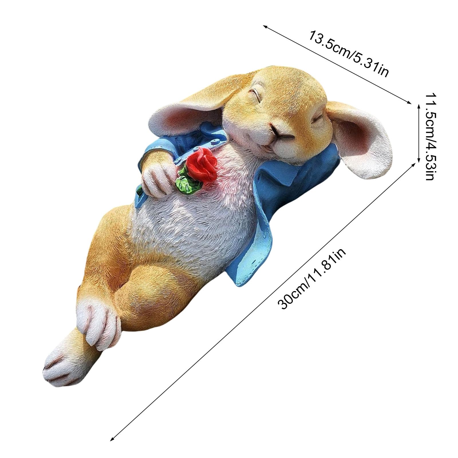 Figurine de Lapins de Pâques, Ornement de Bureau pour décoration de Printemps, Lapins en résine Amusants Tenant Une Rose, Statue Miniature, décoration de fête de Pâques