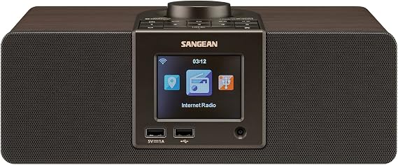 Sangean WFR-32 Internet Radio/AUX/Bluetooth/Smart Local Radio Preference Management/USB Playback and Phone Charging Digital Wooden Cabinet Radio
