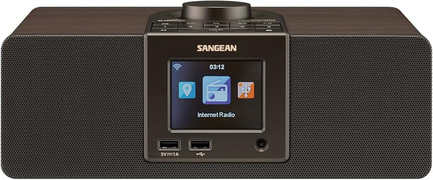 Sangean WFR-32 Internet Radio/AUX/Bluetooth/Smart Local Radio Preference Management/USB Playback and Phone Charging Digital Wooden Cabinet Radio