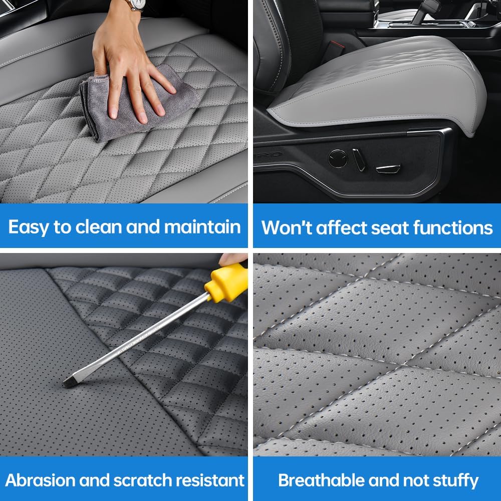 1P Front Bottom Car seat Cover Non-Slip Full-Wrap Protection Wear-Resistant Leather, Stain Water Resistant, Odorless Matches The Original Vehicle Style Sedan SUV Truck Fits 90% of Vehicles