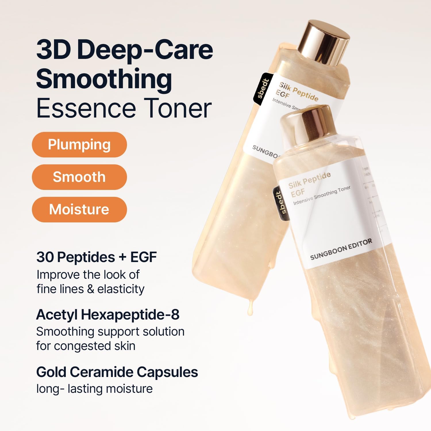 SUNGBOON EDITOR Silk Peptide EGF Facial Toner with Copper Peptides for Sensitive Skin | Moisture & Smoothing Care for fine Lines | Firm-Looking Radiance | Korean Skincare 10.14 fl oz - Image 2