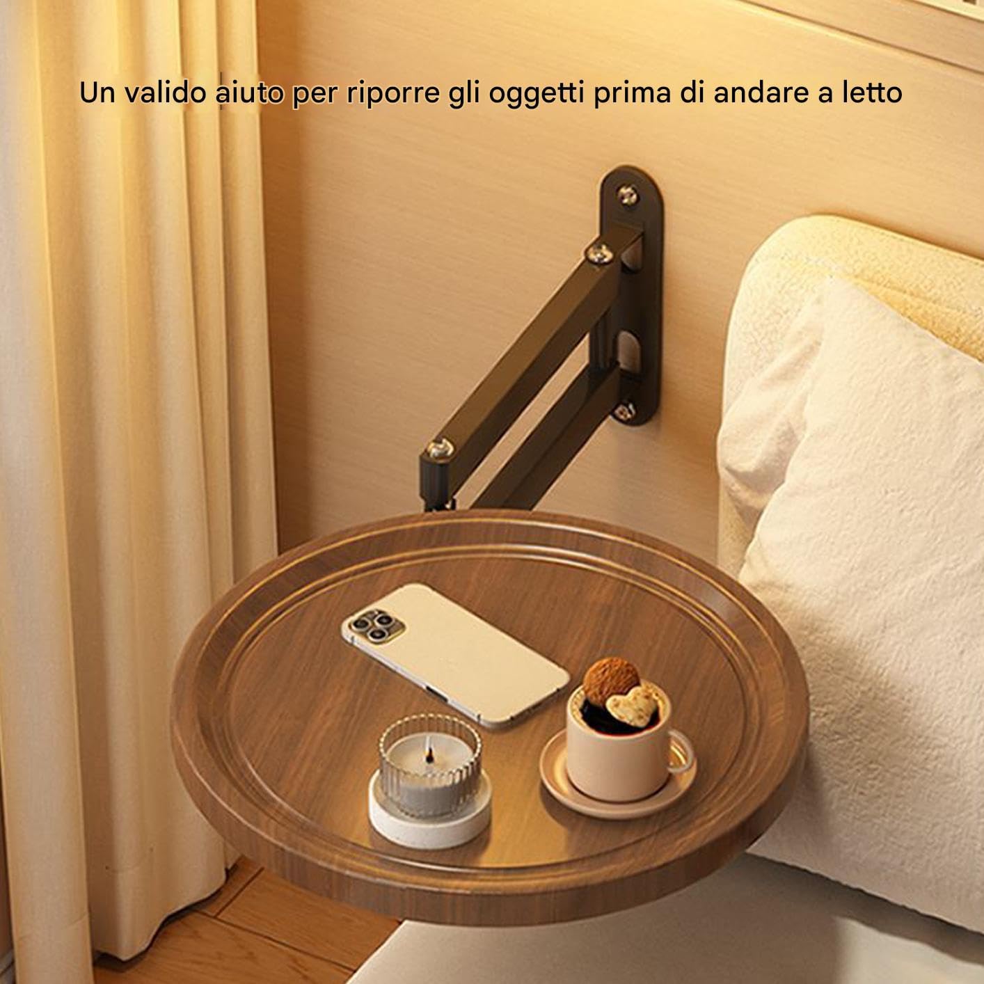 Generico Scrivania A Parete Retrattile - Tavolino Pieghevole, Superficie Del Tavolo Pieghevole Rotonda | Soluzione Per Proprietari Di Case In Affitto Appartamento Camera Da Bagno Cucina Picco
