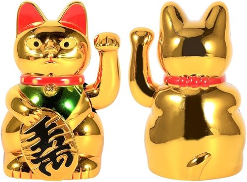 Miniatura 5 de DAUERHAFT Waving Gato, Abs Durable Eastern Style Waving Hand Paw Up Wealth Prosperity Welcoming Gato, Good Luck Feng Shui Decoración