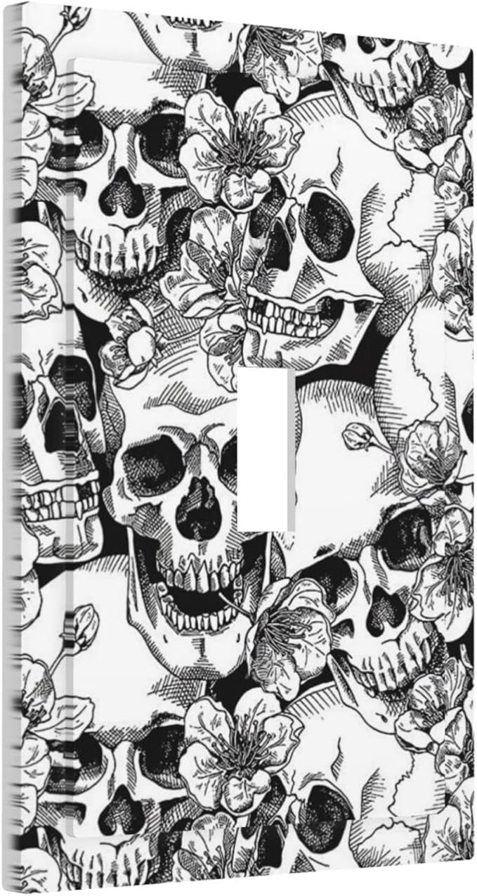 Floral Skull Skeleton 1 Gang Light Switch Plate Decorative Single Toggle Wall Plate Cover Electrical Switchplate Faceplate for Bedroom Room Decorate 5