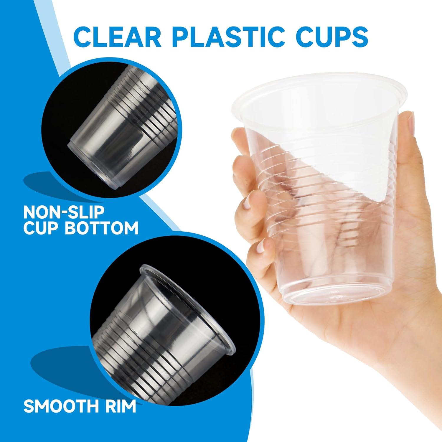 RACE Disposable Plastic Cups, Clear Plastic Cups Tumblers, Disposable