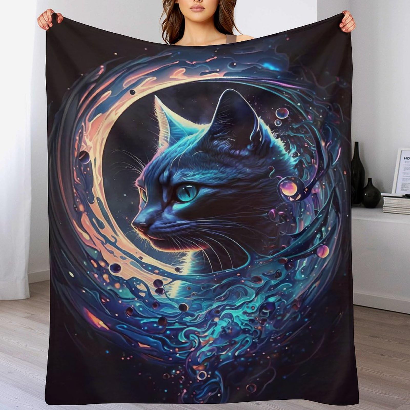Plaid doux et chaud chat jeté de canapé couverture polaire lit 140x180